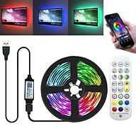 Dây Led 5050 RGB Trang Trí TV, Case PC Điều Khiển Remote Cảm Biến Nhạc, Nguồn USB