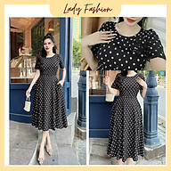 Đầm xòe chấm bi phối hoa ngực dễ thương D055- Lady Fashion thumbnail