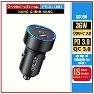 Tẩu Choetech C0054 sạc nhanh trên ô tô 2 cổng Type C 40W (Hàng chính hãng)