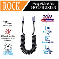 Dây cáp sạc lò xo sạc nhanh PD 20W USB C to Light chuẩn Type C PD 3.0 hiệu Rock Spring PD Cable cho iPhone / cho iPad / cho Airpods có khả năng truyền tải dữ liệu tốc độ cao 480Mbps, trang bị chip điều chỉnh dòng điện thông minh - hàng nhập khẩu