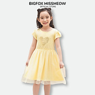 Váy Cotton Cho Bé Gái Mùa Hè, Miss Meow, Size Đại. Đầm Trẻ em Phối Lưới In Trái Tim (BF)