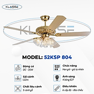 Quạt trần chùm đèn Klasse 52KSP 804 Hàng chính hãng