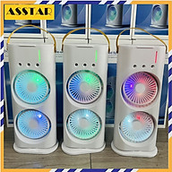 Quạt Hơi Nước, Quạt Phun Sương Mini, Quạt Để Bàn 2 Tầng Có Đèn Led Tiện Lợi, Màu Ngẫu Nhiên - Hàng Chính Hãng