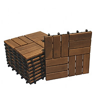 [Gỗ dày chuẩn 12mm] Combo 9 tấm ván sàn gỗ vỉ nhựa lót ban công sân vườn - Loại 12 nan đóng thùng carton chắc chắn thumbnail