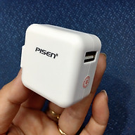 Củ sạc điện thoại Pisen 2A Trắng, 1 cổng USB- Hàng chính hãng thumbnail