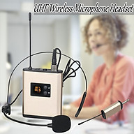 UHF Wireless Headset Microphone Lavalier Clip On Headset Mic with Bodypack Teacher Tour Guide System thumbnail