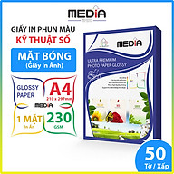 Giấy In Ảnh Media Ink 1 Mặt Bóng (Glossy) A4 230/210/180gsm 50 tờ, Giấy In Màu Giấy In Phun Màu Tài Liệu - Hàng Chính Hãng