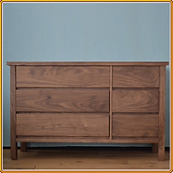 Tủ gỗ 6 ngăn kéo Tundo màu óc chó 120 x 40 x 76 cm thumbnail