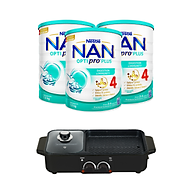 Bộ 3 lon Sữa bột NAN OPTIPRO PLUS 4 Nestle Bé 2-6 tuổi 1500g/lon Giúp tiêu hóa tốt