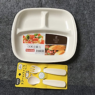Combo khay ăn dặm 3 ngăn và bộ thìa nĩa nhựa nhập khẩu từ Nhật thumbnail