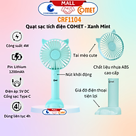 Quạt Sạc Tích Điện Cầm Tay Comet CRF1104 - Công Suất	4W - Dùng Liên Tục 4H - Hàng Chính Hãng - Bảo Hành 12 Tháng