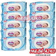 Combo Tiết Kiệm: 10 Gói Khăn Ướt Bobby Care Không Hương 100 Miếng/Gói