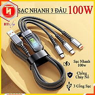 Dây Sạc 3 Đầu, Dây Sạc Nhanh 100W Với 3 Đầu Sạc Phù Hợp Với Nhiều Dòng Điện Thoại Dài Khoảng 1 Mét - Hàng Nhập Khẩu