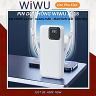 Pin sạc dự phòng 22.5W dung lượng 10.000 mah WIWU JC-18 đính kèm dây sạc iPhone iPad, PD Type-C trang bị đèn LED hiển thị pin - Hàng nhập khẩu