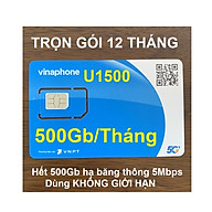 SIM 4G VINAPHONE 500GB/THÁNG - U1500 KHÔNG GIỚI HẠN DATA ( CÓ 500Gb/tháng tốc độ 4G, hết vẫn tiếp tục dùng KHÔNG GIỚI HẠN DUNG LƯỢNG với tốc độ cao 5Mbps) - Hàng chính hãng