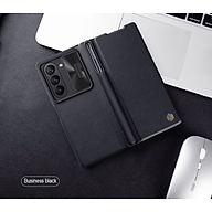 bao da chống sốc cho Samsung Galaxy Z Fold 6 trang bị nắp bảo vệ Camera và ngăn đựng S-Pen hiệu Nillkin Qin Pro (chất liệu da cao cấp, thiết kế thời trang cá tính) - Hàng nhập khẩu