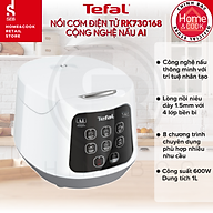 Nồi cơm điện Tefal Easy Rice Compact RK730168 - Dung tích 1L - Công suất 600W - Dễ dàng sử dụng với 1 nút nhấn - Công nghệ điện tử Fuzzy Heating - Hàng chính hãng