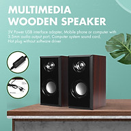 USB Wired Multimedia Wooden Computer Speaker Stereo Subwoofer for Desktop Laptop thumbnail