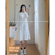 Váy babydoll trắng 2 lớp dài tay SP000165. Đầm babydoll tiểu thư trắng đẹp thumbnail