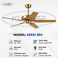 Quạt trần không đèn Klasse 52KSI 504 Hàng chính hãng