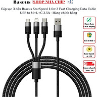 Cáp sạc 3 đầu Baseus StarSpeed 1 for 3 Fast Charging Data Cable USB to M+L+C 3.5A - Hàng chính hãng