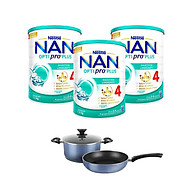 Bộ 3 lon Sữa bột NAN OPTIPRO PLUS 4 Nestle Bé 2-6 tuổi 1500g/lon Giúp tiêu hóa tốt