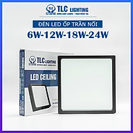 Đèn LED Ốp Trần Nổi Vuông Vỏ Đen TLC Lighting công suất 6W, 12W, 18W, 24W - Ánh sáng Trắng/Vàng/ 3 màu - Lắp đặt phòng khách, phòng tắm, hành lang, phòng bếp, cầu thang, ban công