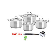 Bộ nồi Fivestar inox 304 bếp từ 3 đáy 4 món FS08-CV tặng bộ thau rổ- Hàng Chính hãng