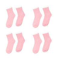 4 Pairs Women Solid Lace Edge Cotton High Ankle Anklet Socks Comfy Cotton thumbnail