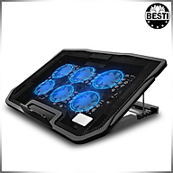 Đế Tản Nhiệt Laptop, Máy Tính Xách Tay Besti BTY02 , Có Đèn Led Cực Đẹp, 6 Quạt Giúp Làm Mát Nhanh Bảo Vệ Máy Tính Mà Không Gây Ồn Thích Hợp Cho Nhiều Loại Laptop - Hàng Chính Hãng