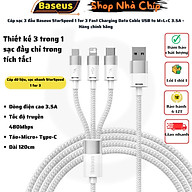 Cáp sạc 3 đầu Baseus StarSpeed 1 for 3 Fast Charging Data Cable USB to M+L+C 3.5A - Hàng chính hãng