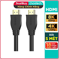 Dây Cáp HDMI 2.1 8K 4K Dài 5M CHOETECH XHH-TP21 Tương Thích Với Tivi, Laptop, PC, PlayStation - Hàng Chính Hãng