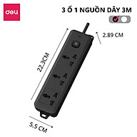 Ổ Cắm Điện Mẫu Mới 2025 Deli Ổ ĐIện Đa Năng Chống Cháy Nổ 2500W Cổng Sạc USB/ TypeC Thông Minh