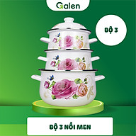 Bộ 3 Nồi Tráng Men Cao Cấp GALEN, Bộ Nồi Thông Dụng Mọi Nhà Nấu Được Trên Mọi Loại Bếp, Nồi Tráng Men Bát Nhiệt Nhanh Chóng