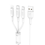 Cáp Sạc Hoco X25 - 3 Đầu (Lighting, Micro, Type-C) + Tặng Kèm Ghế Đỡ Điện Thoại Chữ O - Hàng Chính Hãng