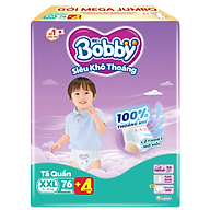 Tã quần Bobby Siêu Khô Thoáng - 100% Thoáng Khí Mega Jumbo - XXL76