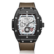 Đồng hồ Quartz dành cho nam với dây đeo bằng da có màn hình phát sáng thiết kế rỗng 3ATM thumbnail