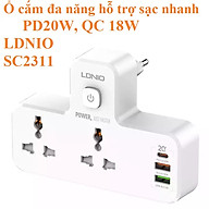 Ổ cắm đa năng 2500W hỗ trợ sạc nhanh QC18W PD20W LDNIO SC2311 _ Hàng chính hãng
