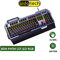 Bàn phím cơ gaming RGB SIDOTECH K100 Version 2 dòng bàn phím máy tính chơi game trục cơ học 104 phím có kê tay chống mỏi chế độ LED RGB cảm giác gõ phím thật tay tiếng gõ êm, không phải bàn phím giả cơ, nâng cấp núm xoay đa phương tiện - Hàng Chính Hãng thumbnail
