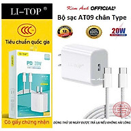 Bộ sạc LI-TOP AT09 chân cắm Type C, sạc nhanh PD 20W có chứng nhận 3C tiêu chuẩn an toàn quốc gia, hàng chính hãng