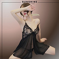 Váy ngủ sexy gợi cảm 2 dây xuyên thấu màu Đen SUNSHINE LUBREX-LUBO hở trước SX1120 thumbnail