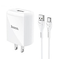 Bộ sạc 2.4A Hoco DC13 chuôi dẹt 1 cổng Usb kèm dây sạc Type-C dài 1M cho Android