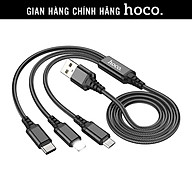 Cáp sạc nhanh 3 đầu Hoco X76 2A, dây sạc bọc dù đa năng, phù hợp với mọi loại dt hàng chính hãng