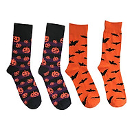 Unisex Socks Halloween Pumpkin Bat Patterns Cotton Socks2 Pairs thumbnail