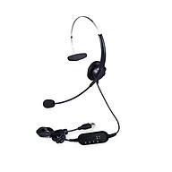 Single-Sided USB Corded Headset Call Center Monaural Headphone with Adjustable Microphone Mute Volume Control Button for thumbnail