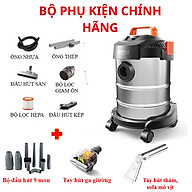 Máy hút bụi công nghiệp đa năng khô và ướt ABG Yili YLW-6263A loại 12 lít công suất 1200W - thùng inox kèm phụ kiện bộ 9 đầu hút, tay hút ga và hút thảm mika - Hàng Chính Hãng