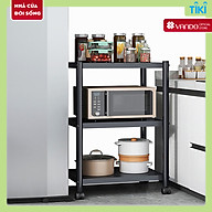 Kệ lò vi sóng đa năng Thép Carbon cao cấp Vando, kệ để đồ nhà bếp siêu chịu lực 300kg sơn tĩnh điện chống bong tróc, kệ nhà bếp
