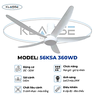 Quạt trần một đèn Klasse 56KSA 360WD hàng chính hãng