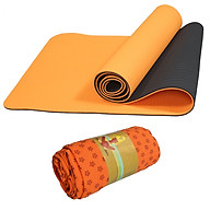 Combo Thảm tập yoga TPE 6mm 2 lớp (Cam) + Khăn trải thảm hạt nổi silicon (Màu ngẫu nhiên) thumbnail