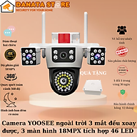 Camera YOOSEE ngoài trời 4 mắt (xoay được 3 mắt), 3 màn hình độ phân giải 18MPX tích hợp 46 LED siêu nét - Hàng nhập khẩu